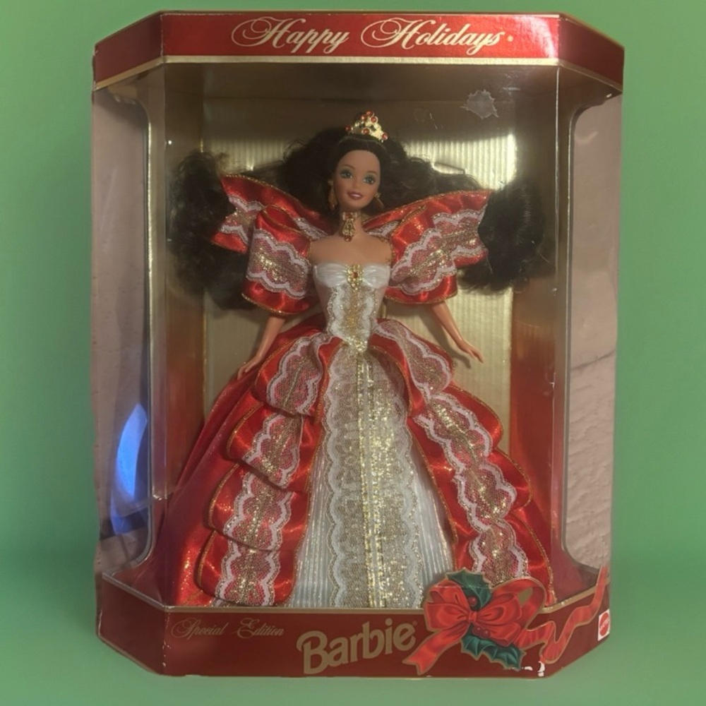 Nib Red Barbie Christmas Happy Holiday Special Edition 1997 Anniversary Tenth